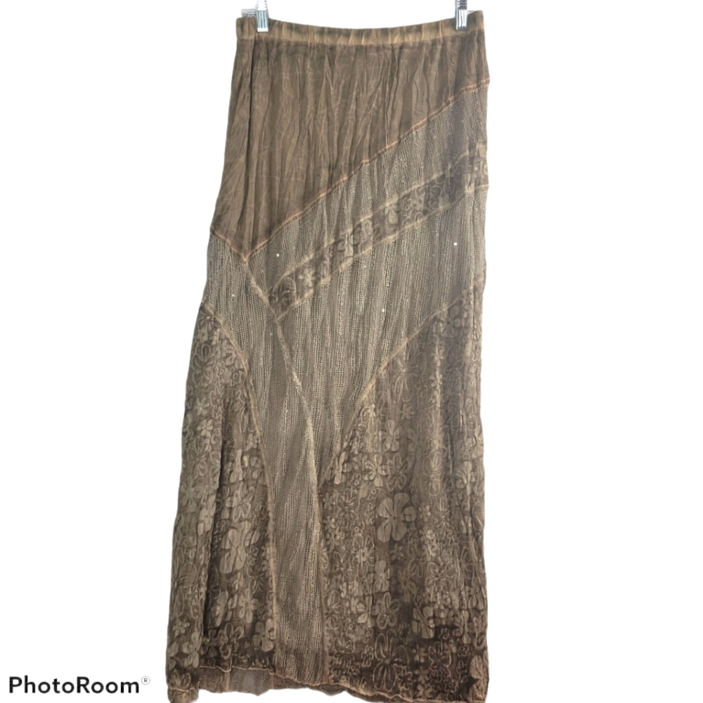 Chico's Taupe Brown Midi Skirt